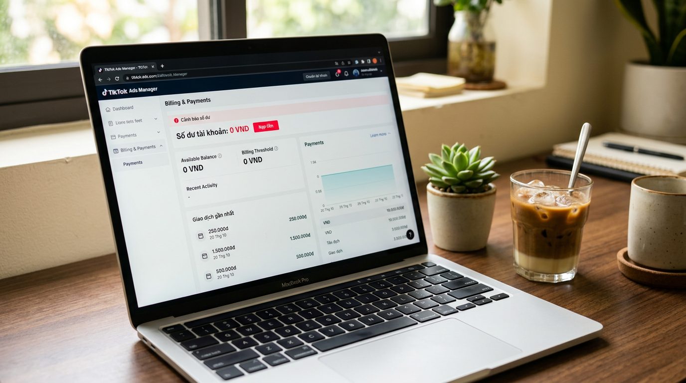 Bước 1: Kiểm tra số dư tài khoản quảng cáo TikTok
