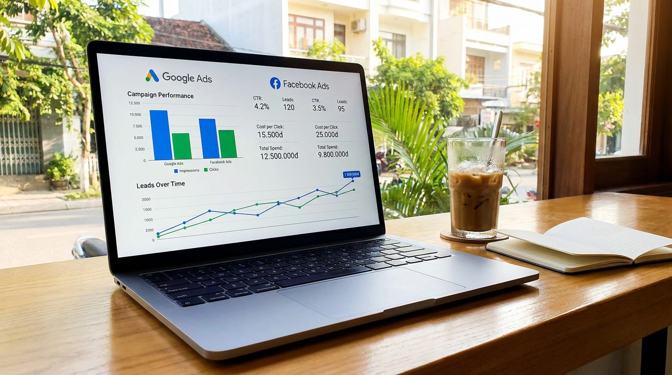 1. Ngành sơn nhà tại Đà Nẵng nên chạy Google Search hay Facebook Ads?