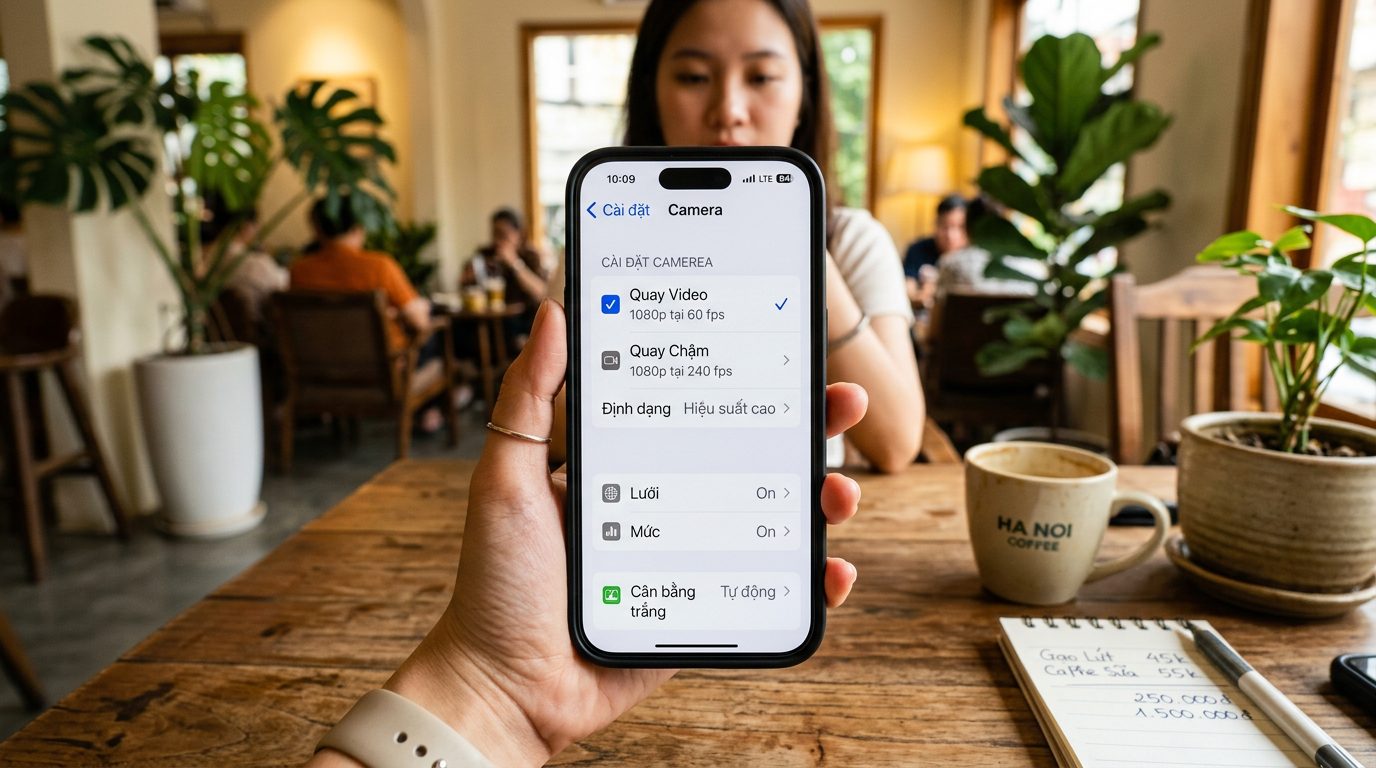Bước 1: Thiết lập lại thông số Camera trên iPhone (Chuẩn 1080p 60fps)