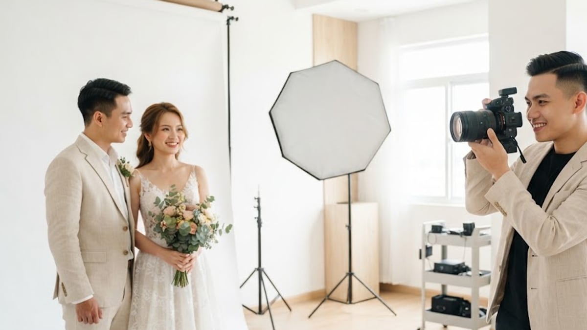 Website cho studio ảnh cưới: khách xem album, chọn gói, giữ lịch chụp
